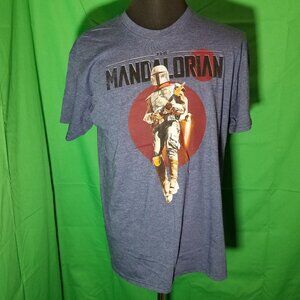 Star Wars Men Large The Mandalorian Blue Mad Engine Disneyland Retro Mando